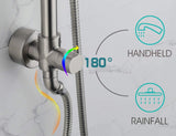 Rain Shower Heads System Including Rain Fall Shower Head and Handheld Shower Head with Height Adjustable Holder , Solid Brass Rail 60 Inch Long Stainless Steel Shower Hose (Brushed Nickel)