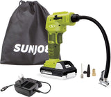 Sun Joe 24V-AJC-LTW 24-Volt Cordless Portable Air Compressor with Nozzle Adapters and Storage Bag, Kit (W/1.3-Ah Battery + Quick Charger)