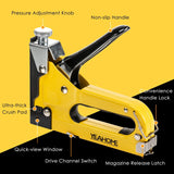 Upholstery Staple Gun Heavy Duty, 4 in 1 Stapler Gun with 6000 Staples, Remover, Gloves, Manual Brad Nailer Power Adjustment Stapler Gun for Wood, Upholstery, Carpentry, Decoration DIY Staple Gun