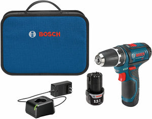 BOSCH Power Tools Drill Kit - PS31-2A - 12V, 3/8 Inch, Two Speed Driver, Cordless Drill Set - Includes Two Lithium Ion Batteries, 12V Charger, Screwdriver Bits & Soft Carrying Bag, Blue