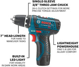 BOSCH Power Tools Combo Kit CLPK22-120 - 12-Volt Cordless Tool Set (Drill/Driver and Impact Driver) with 2 Batteries, Charger and Case , Blue