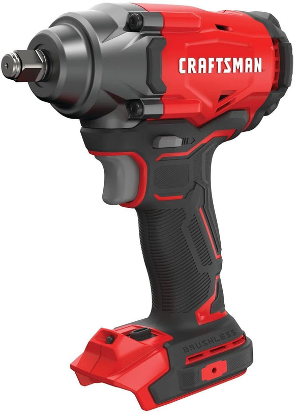 CRAFTSMAN V20 Impact Wrench, Cordless, Brushless, 1/2-Inch, Tool-Only (CMCF920B)