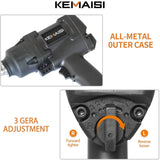 KEMAISI 1/2 Inch Pneumatic Impact Wrench,1100 Ft-Lbs Powerful Torque Output Air Impact Wrench Set,Twin Hammer Car Air Impact Wrench 1/2 Inch , Black