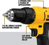 DEWALT 20V Max Cordless Drill / Driver Kit, Compact, 1/2-Inch (DCD771C2)