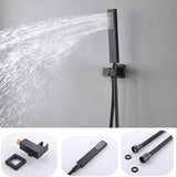 Bathroom Thermostatic Solid Brass Rainfall Shower Head System, HOMEDEC LED Rain Mixer Shower Faucets Combo Set Ceiling Mounted (16", Matte Black)