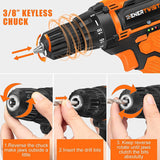 Enertwist 20V Max Cordless Drill, 3/8 Inch Power Drill Set with Lithium Ion Battery and Charger, Variable Speed, 19 Positions and 28-Pieces Drill/Driver Accessories Kit, ET-CD-20