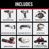 PORTER-CABLE 20V MAX Cordless Drill Combo Kit, 8-Tool (PCCK6118)