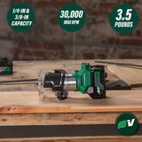 Metabo HPT 18V Multivolt Cordless Trim Router | Tool Only - No Battery | Variable Speed Brushless Motor | Lifetime Tool Warranty | 1/4-Inch and 3/8-Inch Collets Included | M1808DAQ4