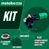 Metabo HPT Angle Grinder | 4-1/2-Inch | Includes 5 Grinding Wheels & Hard Case | 6.2-Amp Motor | Compact & Lightweight | G12SR4