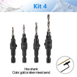 5pcs Woodworking Hex Shank 2 Flute Tct Carbide Carpentry Drill Bits Countersink Drill Bit Set For Wood,Screw Hole Opening Bits